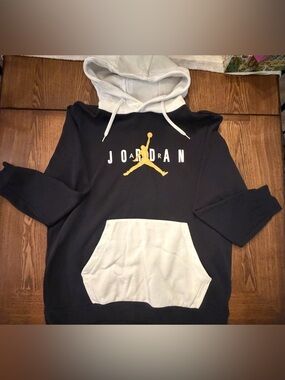 Jordan Black and White Hoodie with Gold Jumpman